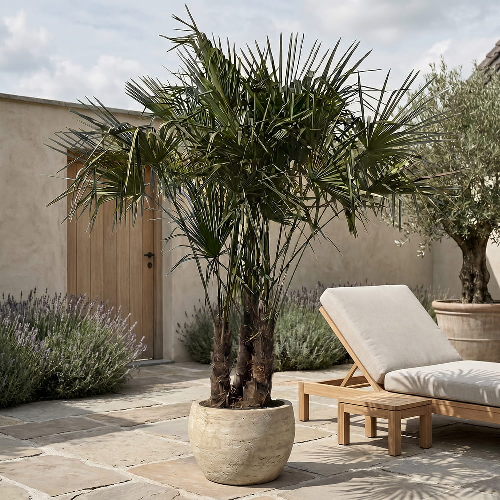 Chinese waaierpalm met drie stammen - 230 cm